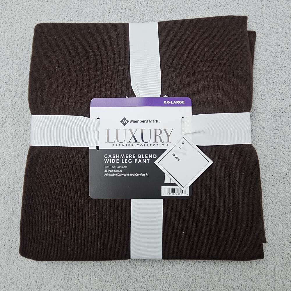 Member's Mark Luxury Cashmere Blend Wide Leg Pant Brown XXL 2XL NWT